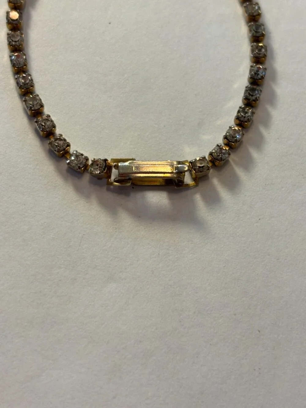 Vintage Gold Tone Cup Chain Rhinestone Tennis Bracelet